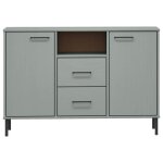 Enfilade de rangement gris - lemon� buffet avec pieds en m�tal gris 113x40x77cm - bois massif oslo 383 ...