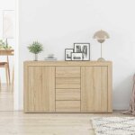 Enfilade de rangement marron - lemon� buffet bas - ch�ne sonoma - 120x36x69cm - bois ding�nierie 961 ...