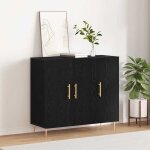 Enfilade de rangement noir - lemon� buffet bas - ch�ne noir - 90x34x80cm - bois ding�nierie 559 - soldes ...