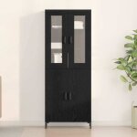 Enfilade de rangement noir - lemon� haut armoire 2 pcs - meuble de salon - ch�ne noir - 695x34x180cm ...