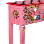 Enfilade de rangement rose - lemon� table console - bois de manguier massif - rose - peint � la main ...