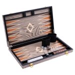 Backgammon luxe 18 pouces engelhart - coffret pliable en bois �b�ne gris verni - jeu de strat�gie - accessoire ...