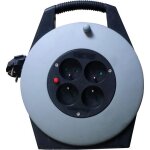 Enrouleur 5 m�tres 4 prises k7 gris / noir .