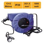 Enrouleur mural auto 15m 3g1. 5 avec voyant + disjoncteur thermique - garantie 2 ans