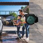 Enrouleur de tuyau darrosage - akozon - 10533 - 30 + 2 m - pivotant 180� - rembobinage automatique