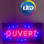 Enseigne lumineuse led ouvert - accrochable - 48 x 25 cm