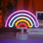 Enseigne n�on arc - en - ciel avec base alimentation usb / piles pour d�coration de chambrebar f�te cadeau ...