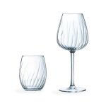 Ensemble 16 verres  pied et gobelets swirly - cristal darques
