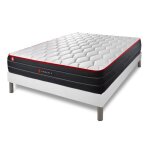 Ensemble 180x200 matelas boost ressorts ensach�s et m�moire de forme + sommier kit blanc 180 x 200 cm ...