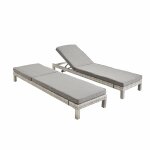 Set de 2 bains de soleil en r�sine tress�e (transat) - pisa x2 - nuances de gris. coussins gris chin� ...