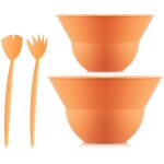 Ensemble de 2 bols 3 l et 4. 9 l avec couverts  salade - bodum - topee - bellini orange