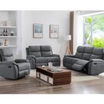 Ensemble 2 canap�s + fauteuil relax manuel en pu anthracite - zolara