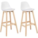 Ensemble de 2 chaises de comptoir de cuisine de petit d�jeuner tabourets de bar blanc - classique - intemporel ...