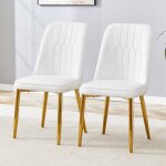 Ensemble de 2 chaises design simili - cuirl blanc moderne - assise et dossier larges - pieds m�tal antid�rapan ...