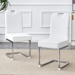 Ensemble 2 chaises de salle � manger blanches �paisses ergonomiques � ressorts int�gr�s - confort et ...