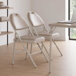 Ensemble de 2 chaises de salle � manger pliantes - lunsy - structure en m�tal et assise rembourr�e - ...