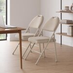Ensemble de 2 chaises de salle � manger pliantes - lunsy - structure en m�tal et assise rembourr�e en ...