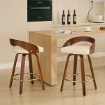 Ensemble de 2 chaises - tabourets de bar pivotants � dossier - hauteur dassise 63 cm - beige