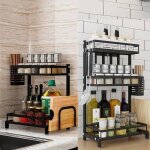 Ensemble de 2 Étagères à épices à 3 / 2 niveaux - totu® - noir - cuisine - inox Ensemble de 2 Étagères à épices à 3 / 2 niveaux - totu® - noir - cuisine - inox