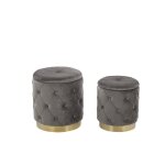 Beliani - set de 2 poufs en velours gris avec rangement pueblo