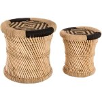 Ensemble de 2 tables dappoint naturel en corde noir atmosphera