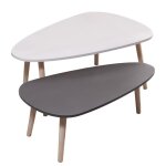 Ensemble de 2 tables basses ovales en bois blanc et gris - jeobest - aspect bois - meuble de salon - ... Ensemble de 2 tables basses ovales en bois blanc et gris - jeobest - aspect bois - meuble de salon - ...