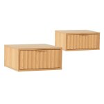 Ensemble 2 tables de chevet flottantes lluvia 1 tiroir effet ch�ne