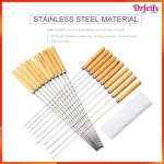 Ensemble 20 brochettes barbecue - akozon - 33 cm - acier inoxydable - manche bois - r�sistant � la chaleur ...