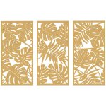 Ensemble de 3 d�corations murales - homcom - en bois - 3d - 40 x 80 cm - feuilles tropicales - effet ...