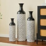 Ensemble 3 grands vases de sol m�tal 50. 01 / 65. 99 / 83. 01cm - motif g�om�trique moderne d�coration ...