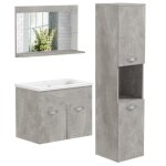 Kleankin - ensemble de meubles de salle de bain - panneau de particules - 30x30x131. 5cm - gris