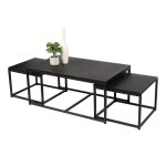 Ensemble 3 tables dappoint gigognes carrées soho ? style industriel ? noir Ensemble 3 tables dappoint gigognes carrées soho ? style industriel ? noir