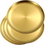 Ensemble de 4 assiettes dor�es de 30 cm - plats de service ronds en m�tal pour pizzas et p�tes d�coration ...