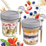 Ensemble de 4 bocaux de 350 ml pour la pr�paration des repas du lendemain un pot � muesli en verre avec ...