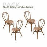 Ensemble de 4 chaises de jardin chillvert parma 40x52x90 cm fabriqu�es en rotin naturel r�sistant couleur ...