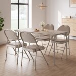 Ensemble de 4 chaises de salle � manger pliantes - lunsy - structure en m�tal et assise rembourr�e - ...