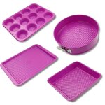 Ensemble de 4 moules - fackelmann - tasty p�tisserie - 23 � 38 cm - fuchsia