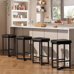 Ensemble de 4 tabourets de bar chaise de bar 625 cm rembourr�s avec coussin de 56 cm base en m�tal noir ...