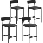 Ensemble de 4 tabourets de bar chaise de bar 95 cm rembourr�s structure en m�tal dossier noir en bois ...