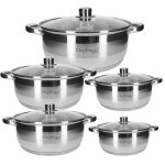 Marmites - cheffinger - 20 / 24 / 26 / 28 / 30 cm - inox - poignes fixes - couvercles en verre