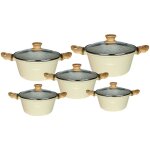 Ensemble de 5 marmites antiadh�sif tous feux induction avec couvercles cheffinger beige
