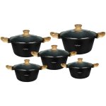 Ensemble de 5 marmites antiadh�sif tous feux induction avec couvercles cheffinger noir