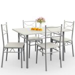 Ensemble 5 pices paul blanc 1 table 4 chaises mtal laqu cuisine ensemble table et chaises pour salle ...