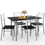 Ensemble 5 pièces paul noir 1 table 4 chaises mdf métal laqué cuisine ensemble table et chaises pour ... Ensemble 5 pièces paul noir 1 table 4 chaises mdf métal laqué cuisine ensemble table et chaises pour ...
