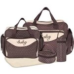 Ensemble de 5 pi�ces de sacs � dos � langer de grande capacit� en dot fashion - marron