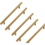 Ensemble de 5 poign�es de meubles en laiton bross� dor�poign�es de placard de cuisine en acier inoxydable ...