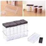 Ensemble de 6 bote dassaisonnement transparente pots  pices en plastique avec plateau et double couvercle ...