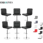 Ensemble de 6 tabouret de bar errolves - hauteur ajustable 92 - 112cm - siège simili cuir - noir Ensemble de 6 tabouret de bar errolves - hauteur ajustable 92 - 112cm - siège simili cuir - noir