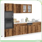 Ensemble de 7 meubles de cuisine - lyon - bois ancien - bois ding�nierie - pieds r�glables