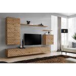 Ensemble de 7 meubles muraux switch ii pour tv en bois - beige - l 270 x h 160 x p 40 cm